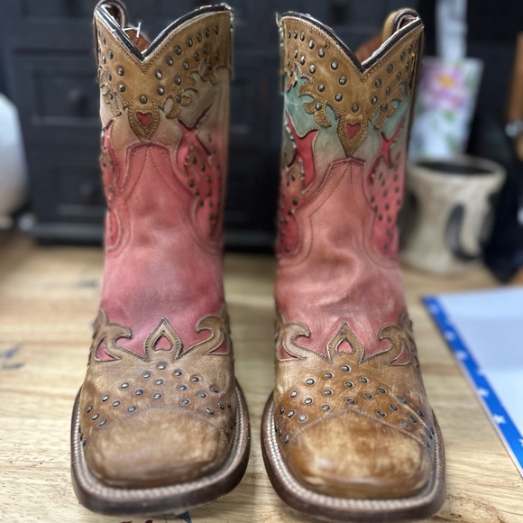 Dan Post Brown and Pink Western Boots - Picture 1 of 6